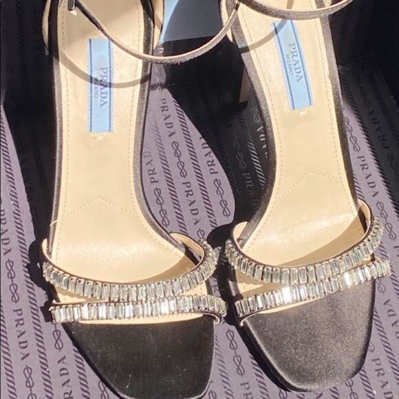 PRADA Crystal Embellished Satin Sandals - Picture 13 of 13